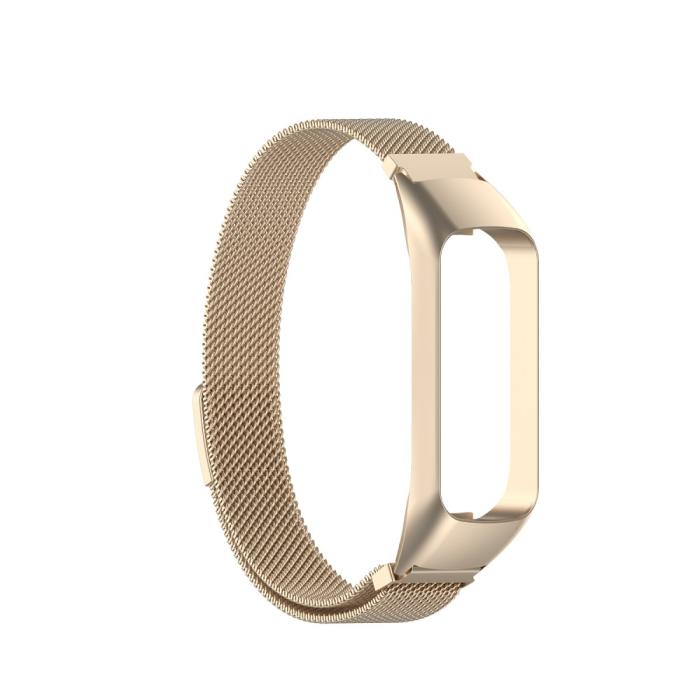 Bild 2,  Samsung Galaxy Fit 2 Metall Armband Milanese Loop Champagne Guld - Teknikhallen.se