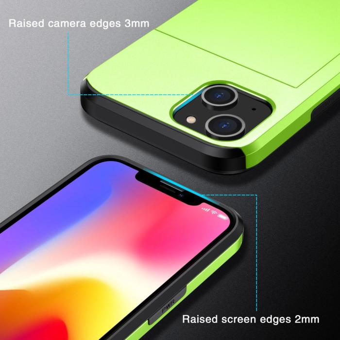 Bild 4,  iPhone 15 Plus Skal Hybrid Med Kortfack Grön - Teknikhallen.se