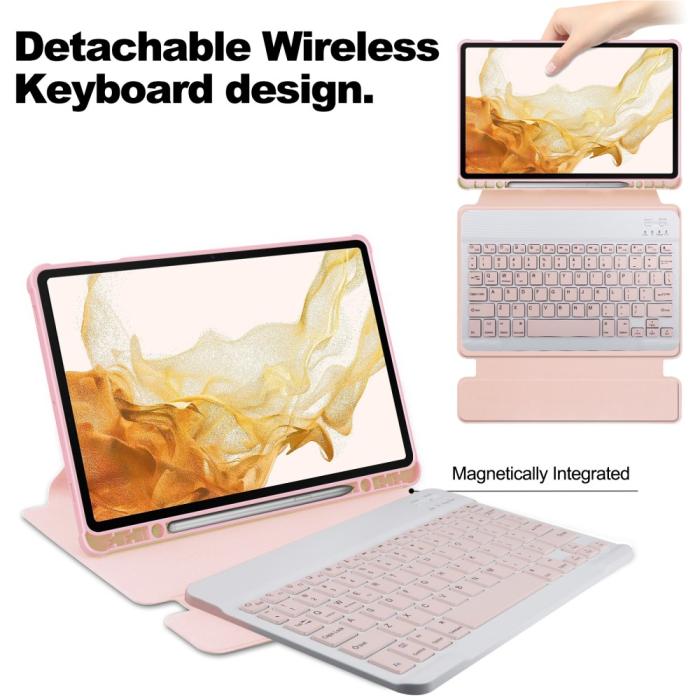 Bild 3,  Galaxy Tab S9 Plus Fodral 360° Rotation Hybrid Rosa - Teknikhallen.se