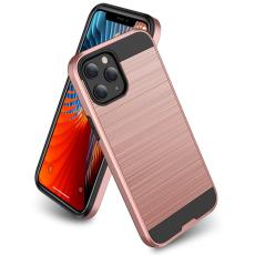 iPhone 12 Pro Max - Borstad St&aring;l Textur Skal - Ros&eacute;guld - Teknikhallen.se