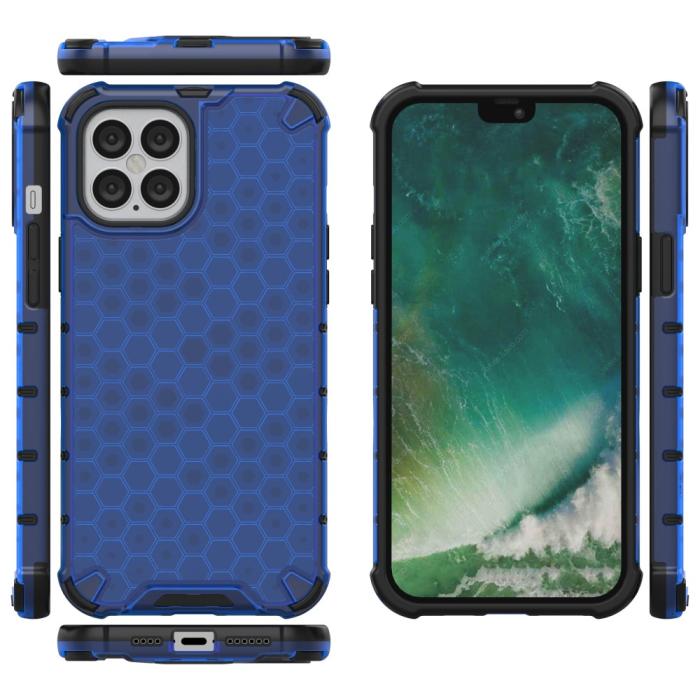 Bild 2,  iPhone 12 Pro Max - Armor Honeycomb Textur - Blå - Teknikhallen.se