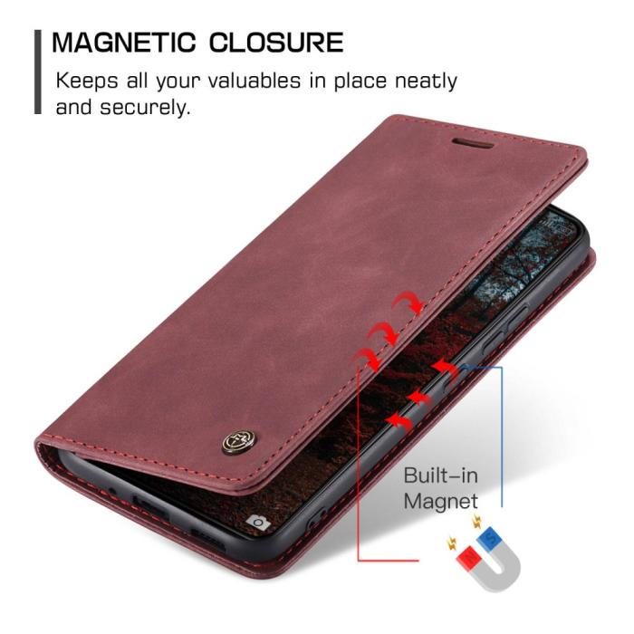 Bild 6, CASEME CASEME Xiaomi 14 Fodral Flip Läder Röd - Teknikhallen.se