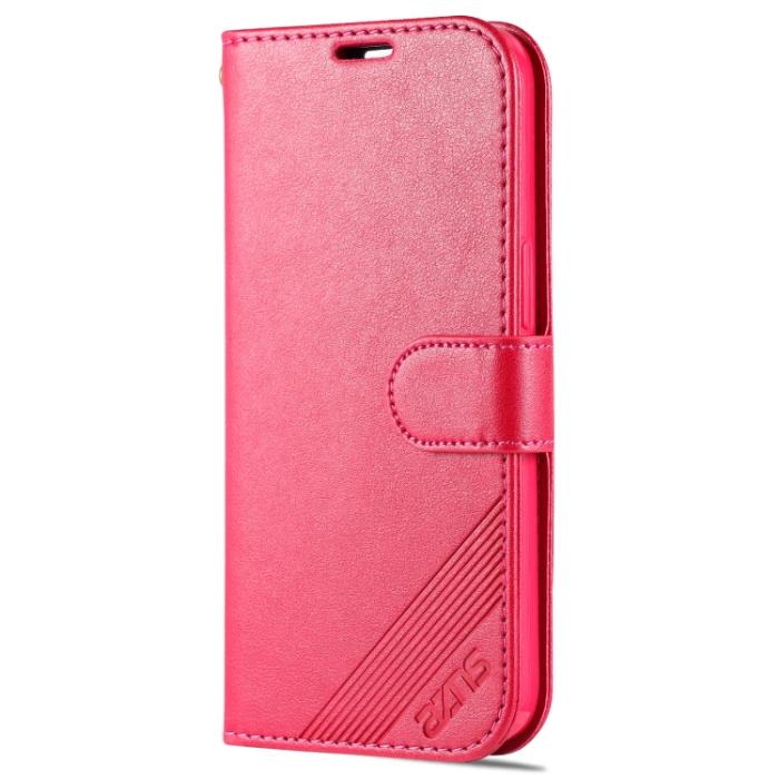 Bild 2, AZNS AZNS iPhone 14 Plus Fodral Läder Röd/Rosa - Teknikhallen.se