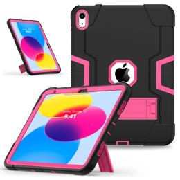  iPad 10.9 2022 Shockproof Hybrid Skal Med Kickstand Svart/Rosa - Teknikhallen.se