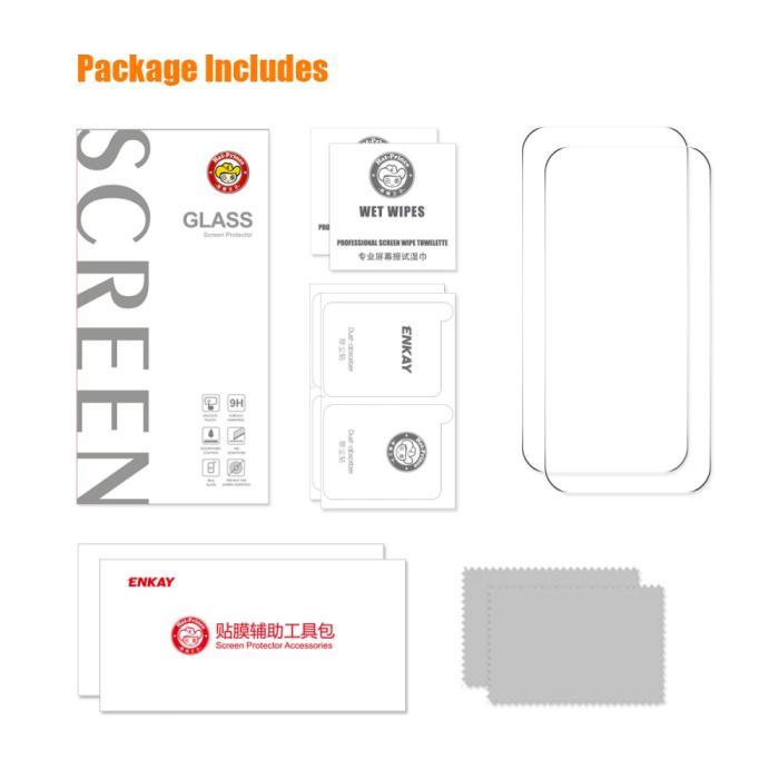 Bild 6, ENKAY ENKAY iPhone 15 2-PACK Skärmskydd Härdat Glas - Teknikhallen.se