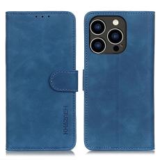  KHAZNEH iPhone 16 Pro Fodral Retro L&auml;der Bl&aring; - Teknikhallen.se