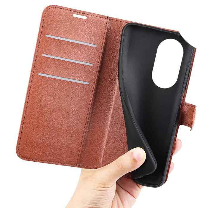 Bild 4,  Motorola Edge 30 Pro Fodral Litchi Textur Brun - Teknikhallen.se