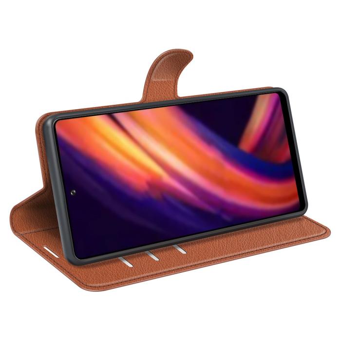 Bild 6,  Motorola Edge 30 Pro Fodral Litchi Textur Brun - Teknikhallen.se