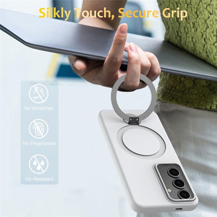 Bild 2,  Samsung Galaxy S25 / S24 Skal MagSafe Kickstand Hybrid Vit - Teknikhallen.se