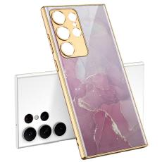 GKK GKK Galaxy S24 Ultra Skal H&auml;rdat Glas Electroplate Marmor Lila/Rosa - Teknikhallen.se