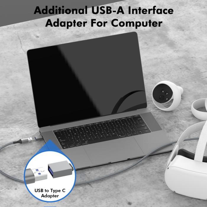 Bild 6, AMVR AMVR 5m 60W Link Kabel till VR Headset USB-C Grå - Teknikhallen.se