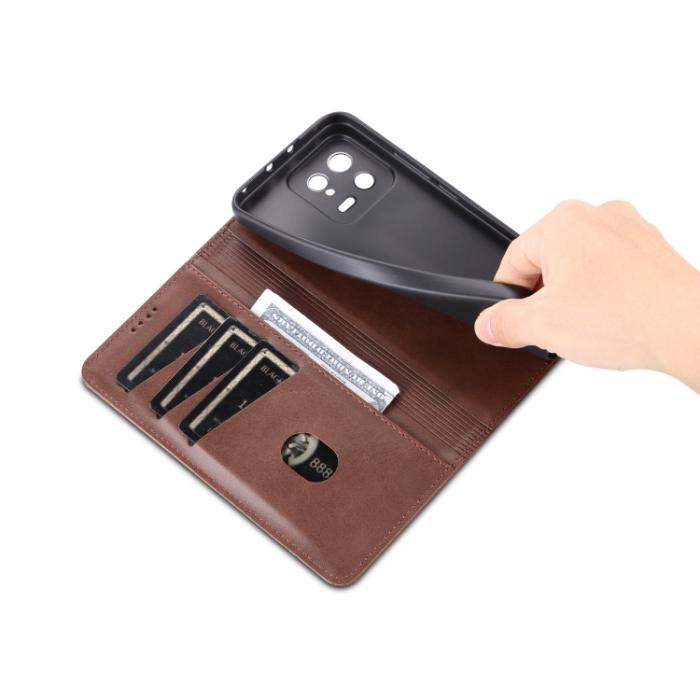 Bild 6, AZNS AZNS Xiaomi 13 5G Fodral Flip Läder Mörk Brun - Teknikhallen.se