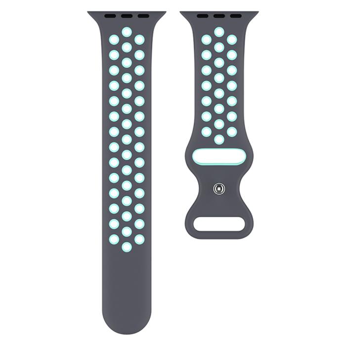 Bild 3, ColorPop Sportarmband Dual-Color Apple Watch 42/41/40/38 mm (S/M) Grå/Teal - Teknikhallen.se