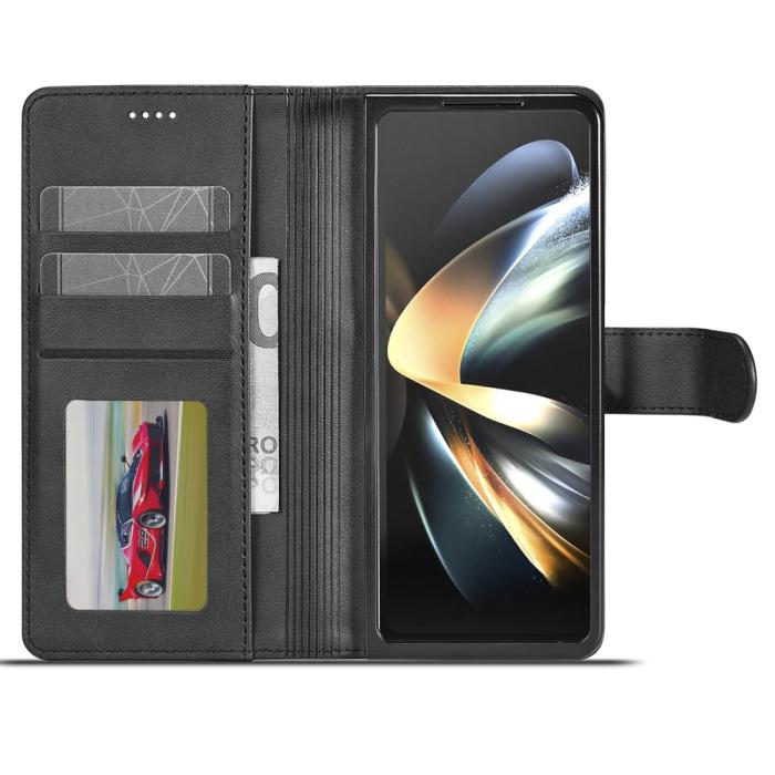 Bild 2, LC.IMEEKE LC.IMEEKE Galaxy Z Fold 5 Fodral Läder Svart - Teknikhallen.se