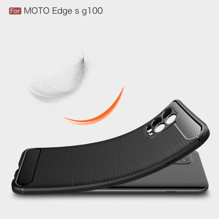 Bild 6,  Motorola Moto G100 Skal Borstad Stål- Och Kolfiber Textur Svart - Teknikhallen.se