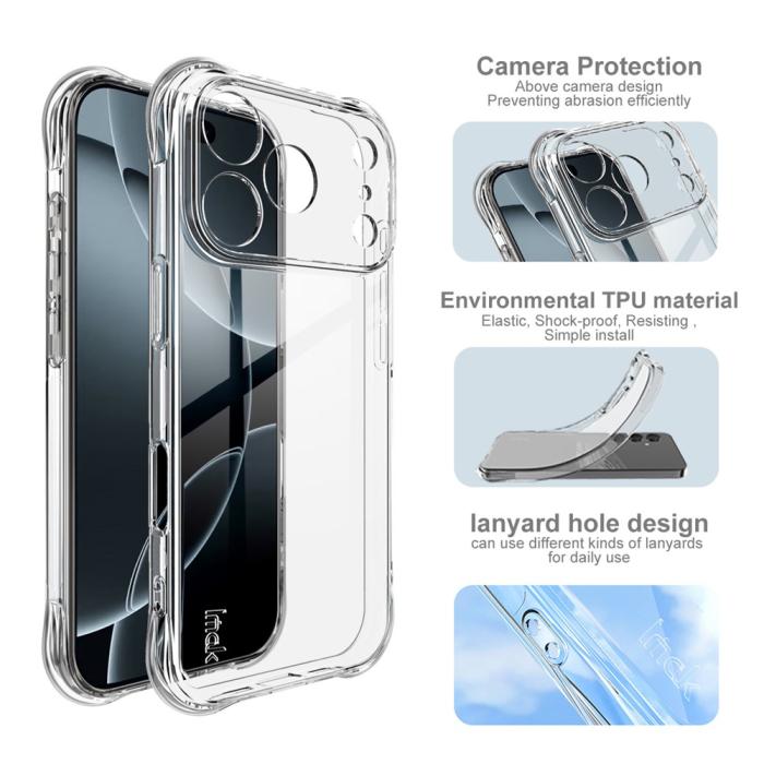 Bild 5, IMAK IMAK iPhone 17 Pro Skal TPU AirBag Shockproof Transparant - Teknikhallen.se