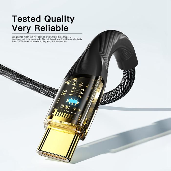 Bild 6, ESSAGER ESSAGER 1m 100W PD USB-C - USB-C Kabel Blå - Teknikhallen.se