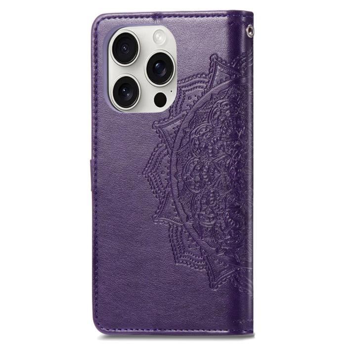 Bild 5,  iPhone 16 Pro Fodral Mandala Läder Lila - Teknikhallen.se