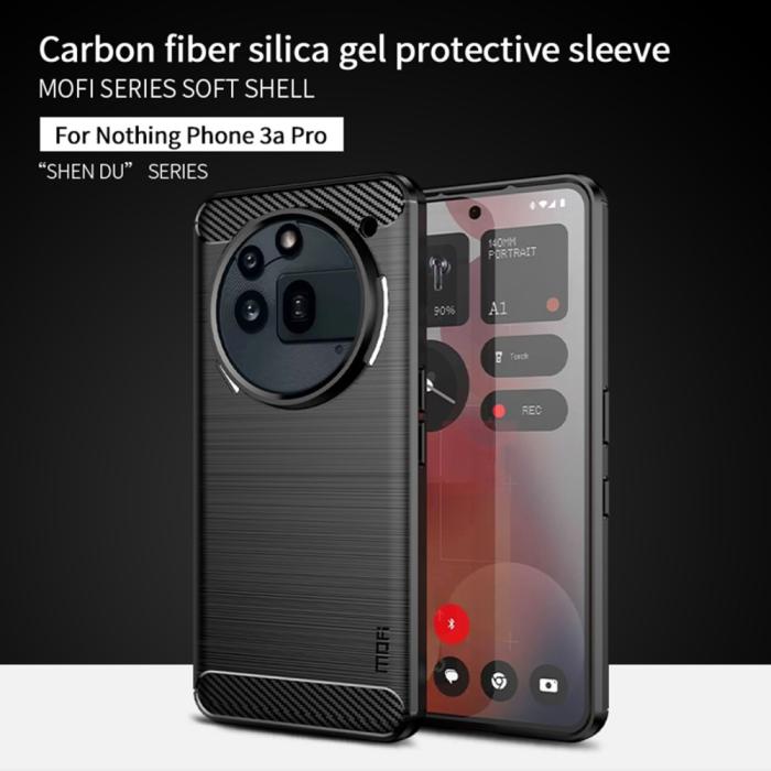 Bild 2, MOFI MOFI Nothing Phone 3a Pro Skal Borstad Stål Textur Svart - Teknikhallen.se