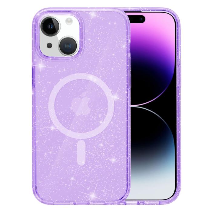 Bild 3,  iPhone 15 Skal MagSafe Hybrid Glitter Lila - Teknikhallen.se
