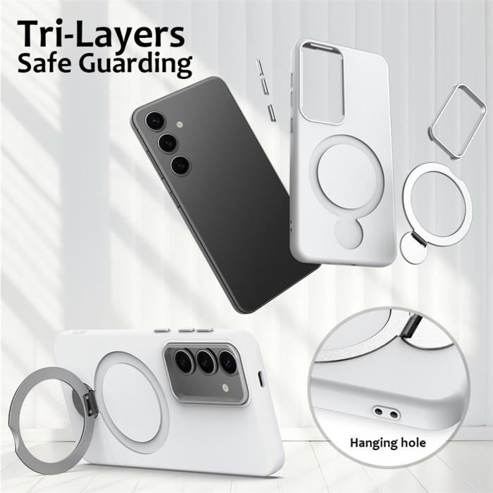 Bild 6,  Samsung Galaxy S25 / S24 Skal MagSafe Kickstand Hybrid Vit - Teknikhallen.se