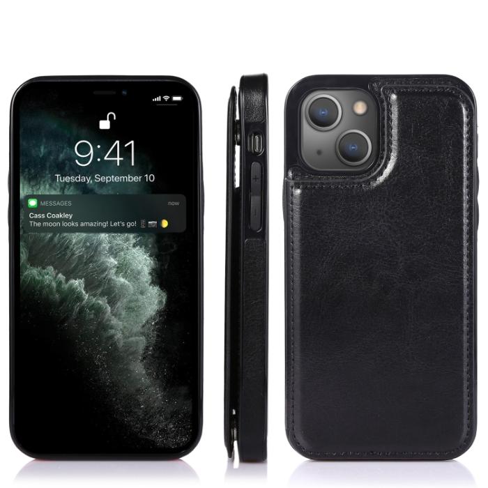 Bild 2,  iPhone 14 Läder Skal Med Kortfack Svart - Teknikhallen.se
