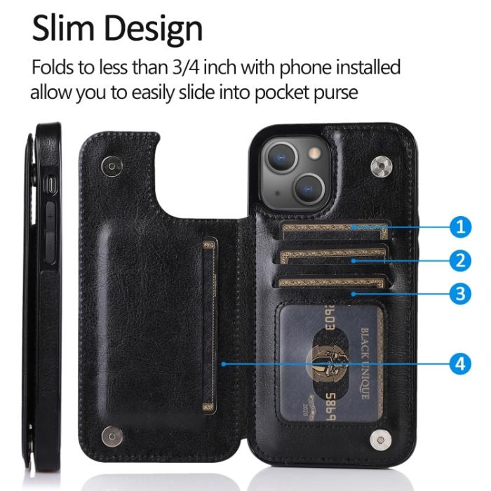 Bild 5,  iPhone 14 Läder Skal Med Kortfack Svart - Teknikhallen.se
