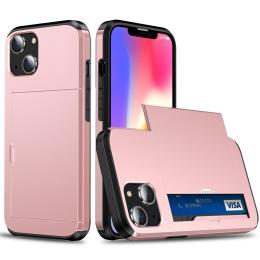  iPhone 15 Plus Skal Hybrid Med Kortfack Roséguld - Teknikhallen.se