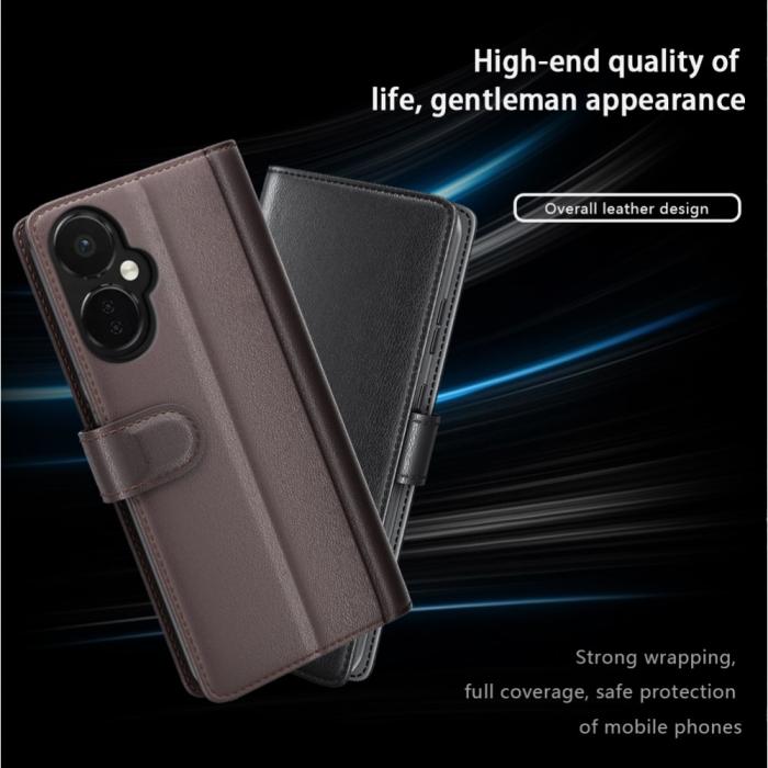 Bild 4,  OnePlus Nord CE 3 Lite 5G Fodral Premium Äkta Läder Brun - Teknikhallen.se