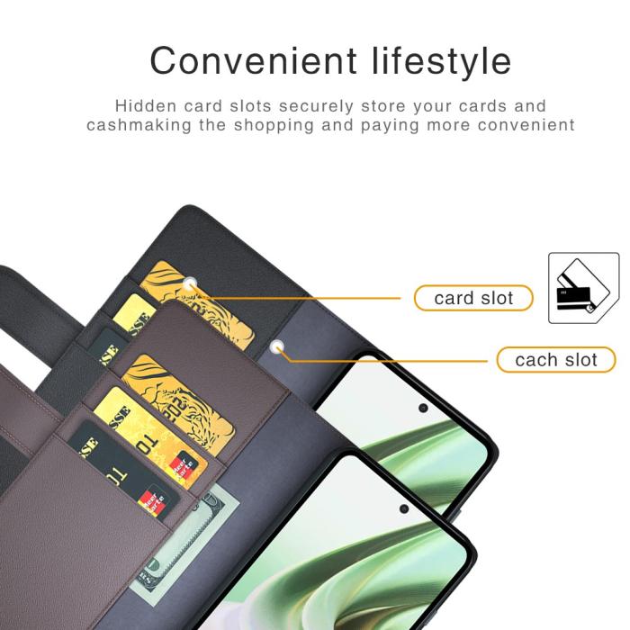 Bild 6,  OnePlus Nord CE 3 Lite 5G Fodral Premium Äkta Läder Brun - Teknikhallen.se