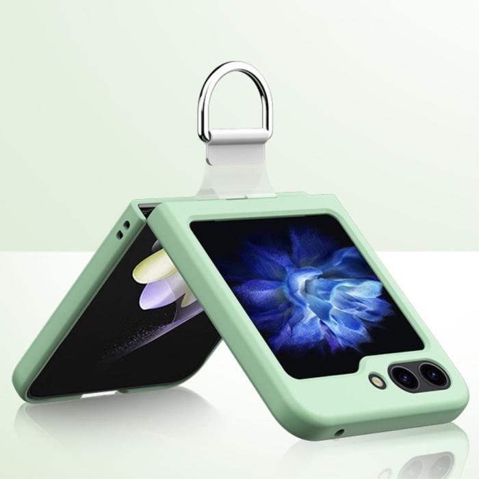 Bild 5,  Galaxy Z Flip 6 / 7 FE Skal Skin Touch Ringhållare Orange - Teknikhallen.se