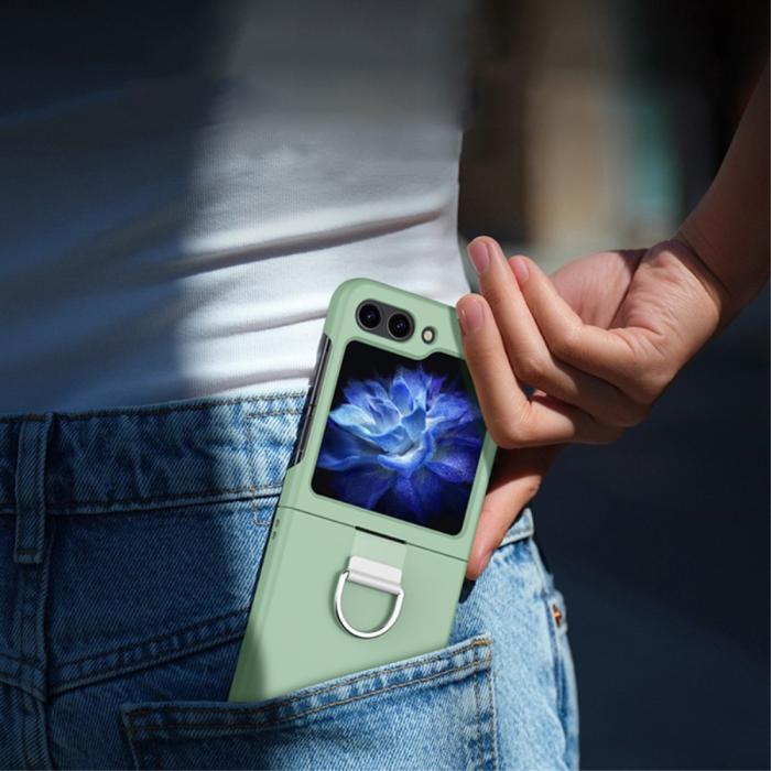 Bild 6,  Galaxy Z Flip 6 / 7 FE Skal Skin Touch Ringhållare Orange - Teknikhallen.se