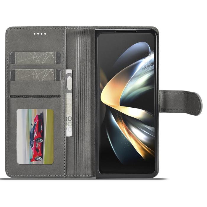 Bild 2, LC.IMEEKE LC.IMEEKE Galaxy Z Fold 5 Fodral Läder Grå - Teknikhallen.se