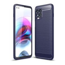  Motorola Moto G100 Skal Borstad St&aring;l- Och Kolfiber Textur Bl&aring; - Teknikhallen.se