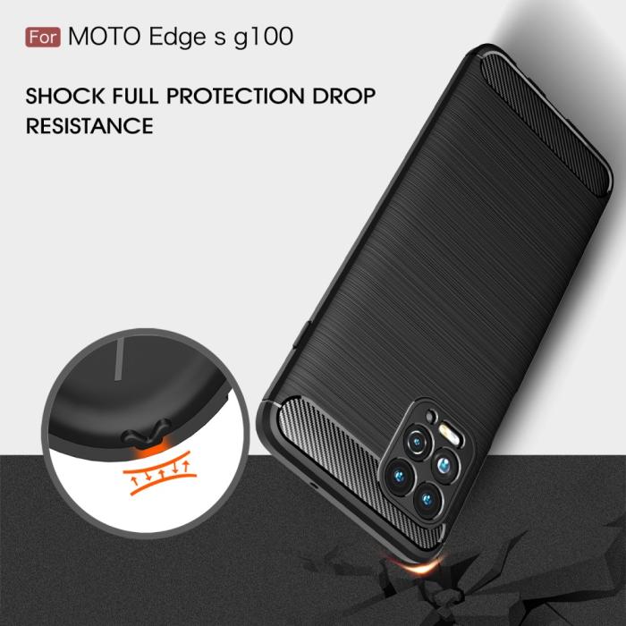 Bild 3,  Motorola Moto G100 Skal Borstad Stål- Och Kolfiber Textur Blå - Teknikhallen.se