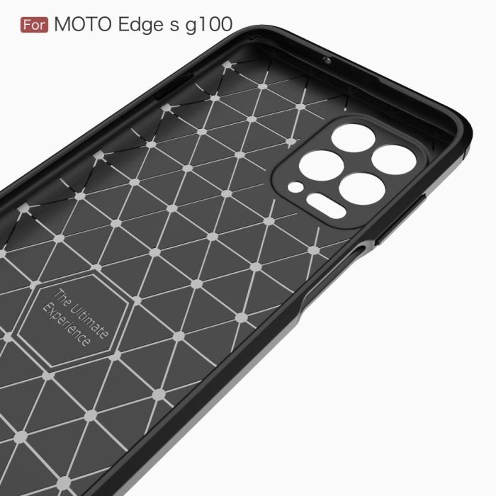 Bild 4,  Motorola Moto G100 Skal Borstad Stål- Och Kolfiber Textur Blå - Teknikhallen.se