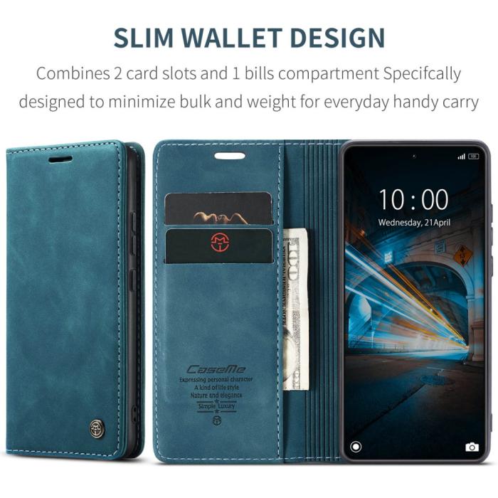 Bild 4, CASEME CASEME Xiaomi 14 Fodral Flip Läder Blå - Teknikhallen.se