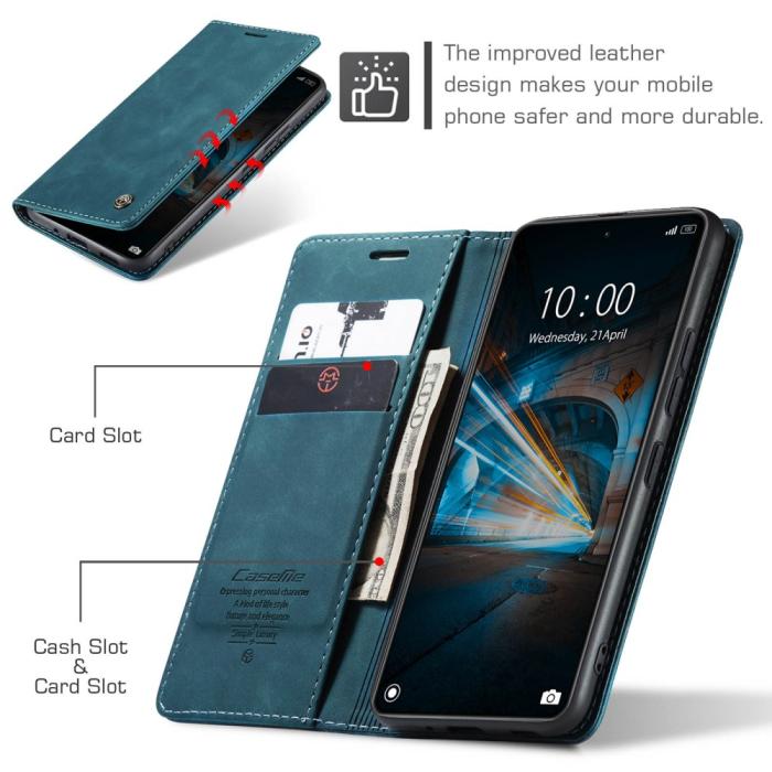 Bild 5, CASEME CASEME Xiaomi 14 Fodral Flip Läder Blå - Teknikhallen.se