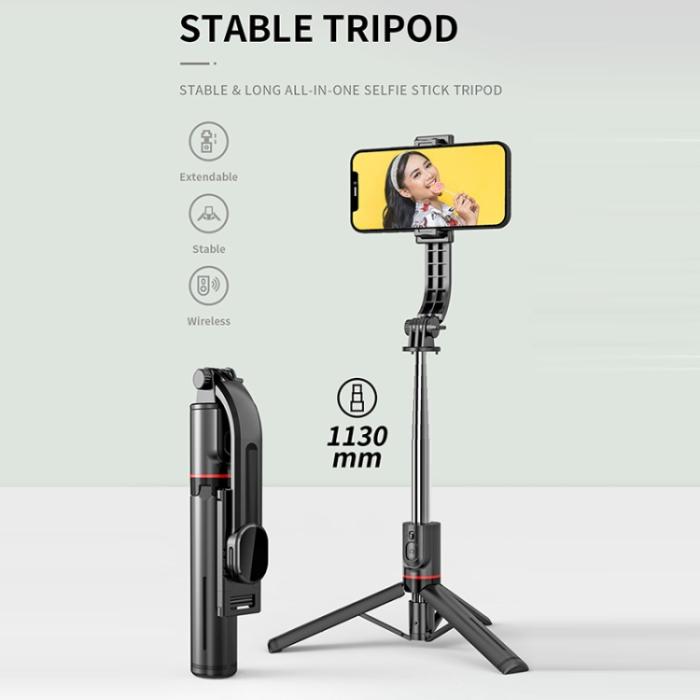 Bild 3,  Bluetooth Selfiestick Tripod 113 cm Svart - Teknikhallen.se