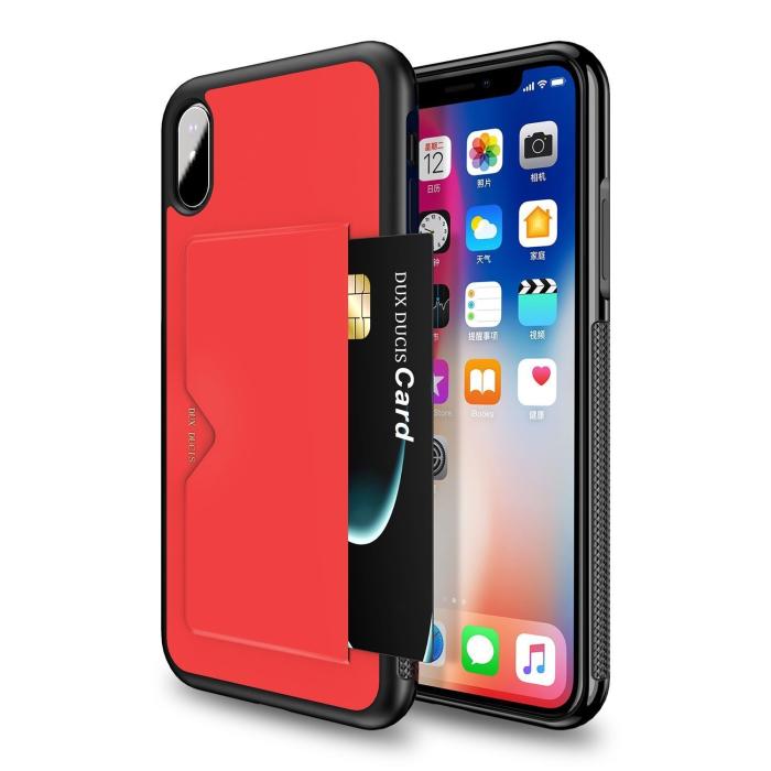 Bild 3,  iPhone Xs Max Dux Ducis Skal Med Kortfack - Röd - Teknikhallen.se