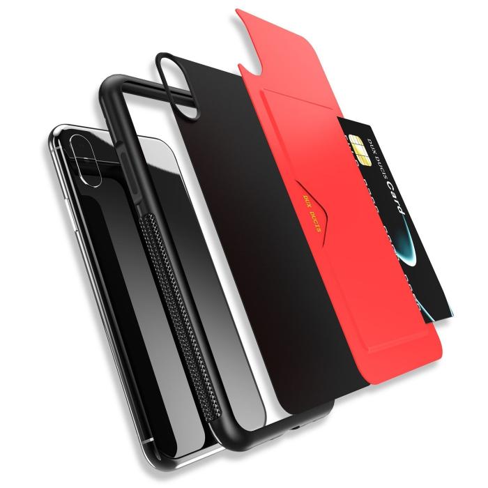 Bild 4,  iPhone Xs Max Dux Ducis Skal Med Kortfack - Röd - Teknikhallen.se