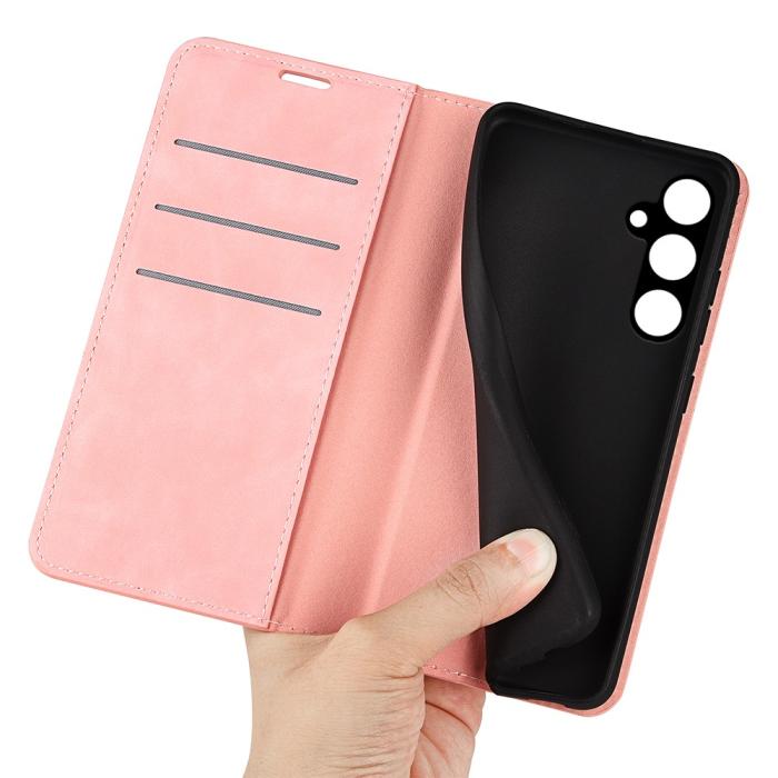 Bild 4,  Samsung Galaxy A15 5G Fodral Flip Skin Touch Rosa - Teknikhallen.se
