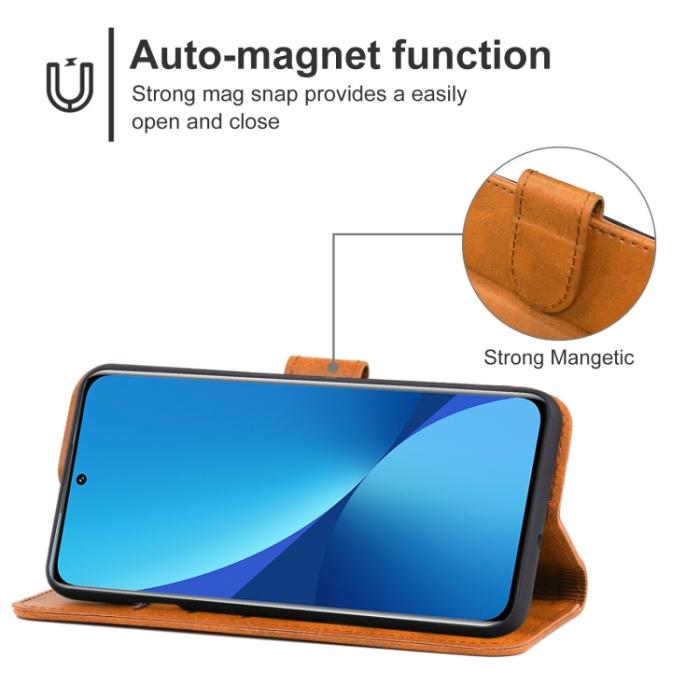 Bild 4,  Xiaomi 12 Fodral Läder Brun - Teknikhallen.se