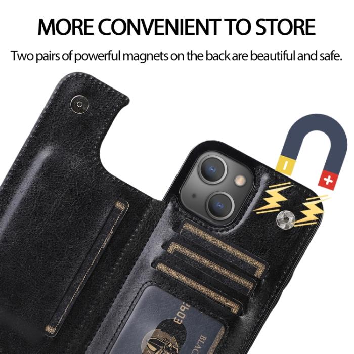 Bild 6,  iPhone 14 Läder Skal Med Kortfack Svart - Teknikhallen.se