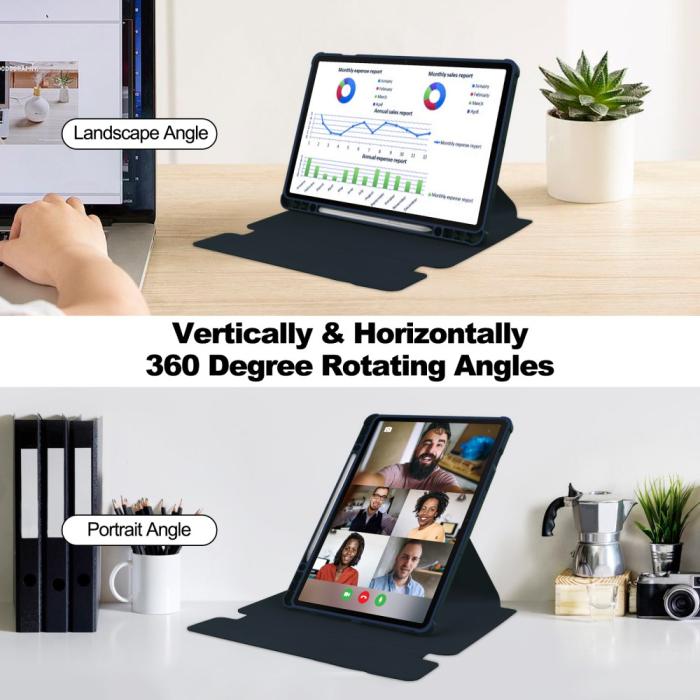 Bild 4,  Galaxy Tab S9 Plus Fodral 360° Rotation Hybrid Mörk Blå - Teknikhallen.se