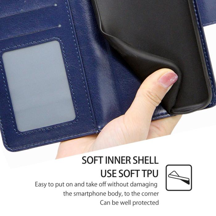 Bild 5,  Samsung Galaxy S23 Ultra Fodral Läder Blå - Teknikhallen.se