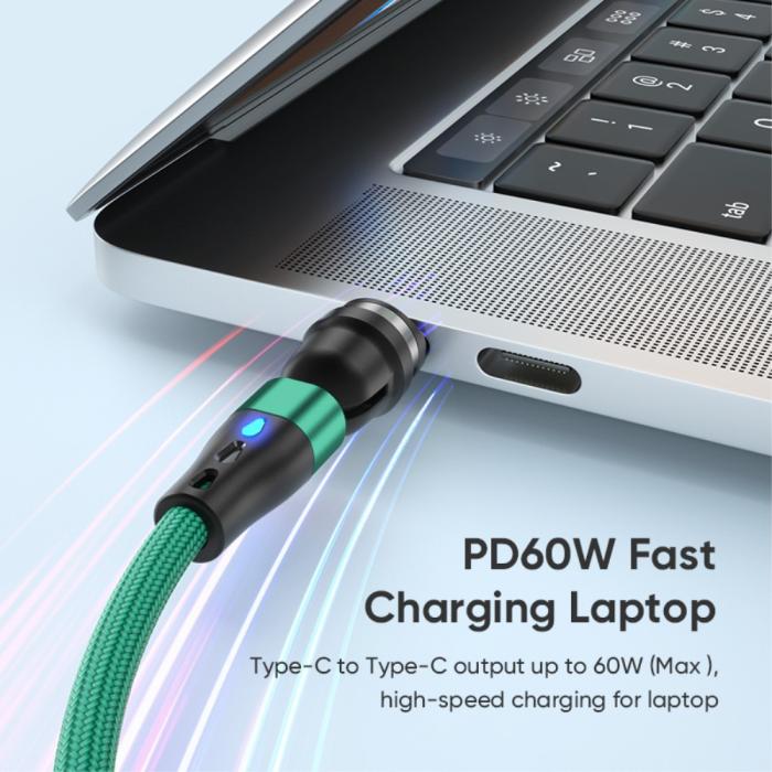Bild 3, ENKAY ENKAY 1 m 2in1 PD 60W USB-C - Lightning/USB-C 360° Magnetkabel - Teknikhallen.se