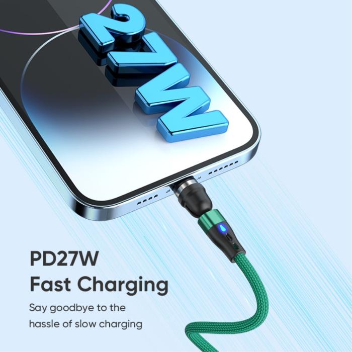Bild 5, ENKAY ENKAY 1 m 2in1 PD 60W USB-C - Lightning/USB-C 360° Magnetkabel - Teknikhallen.se