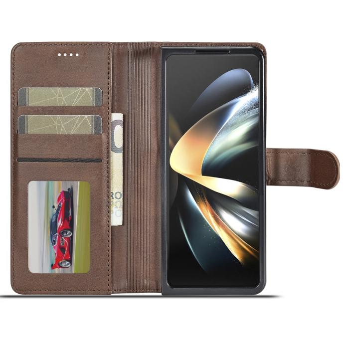 Bild 2, LC.IMEEKE LC.IMEEKE Galaxy Z Fold 5 Fodral Läder Brun - Teknikhallen.se