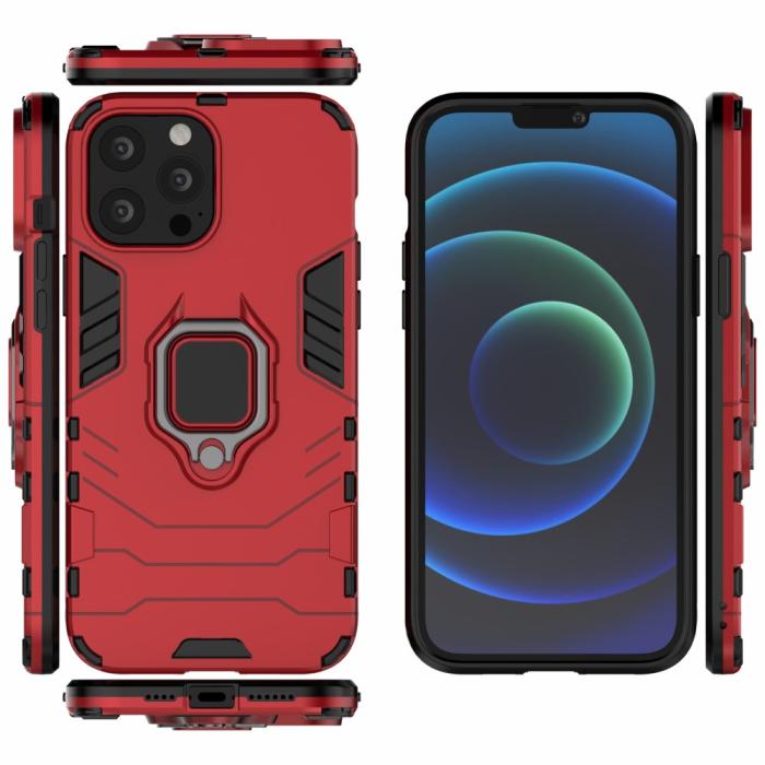 Bild 6,  iPhone 13 Pro Max - Hybrid Ring Skal - Röd - Teknikhallen.se